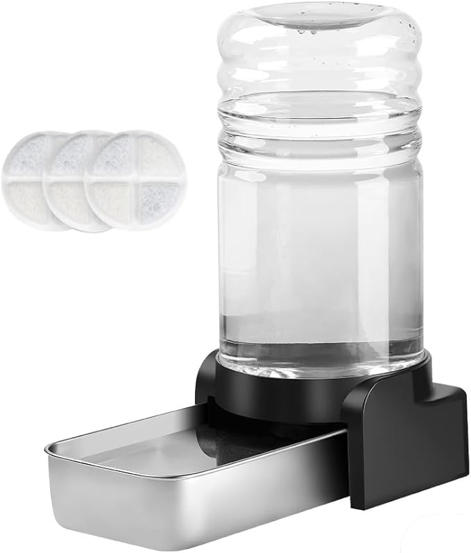 Marchul 1.5 Gallon Cat Water Dispenser, Automatic Gravity Dog Water Feeder, Stainless Steel Large Capacity Cat Waterer for Cats and Small Dogs (3 Filters) 5.7L