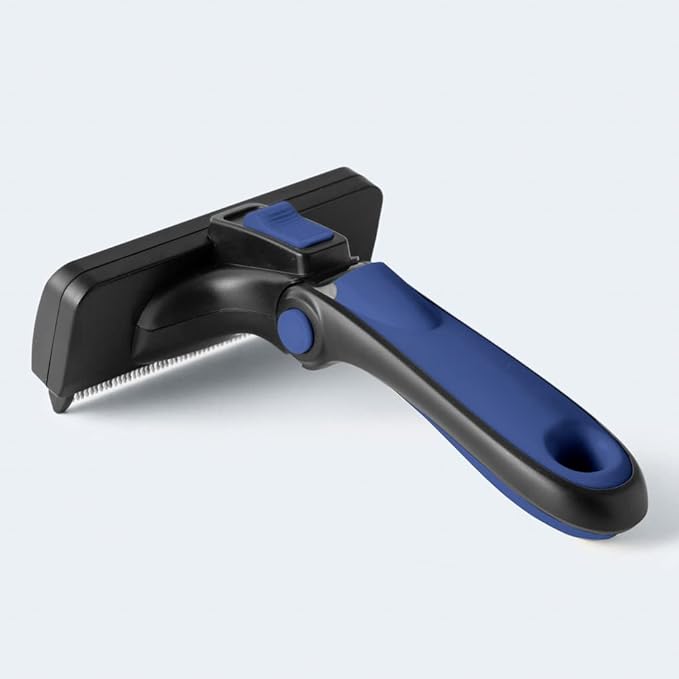 Deshedding Dog Brush for Short/Medium Hair (Large,Blue) – Gentle Deshedding Tool for Dogs & Cats – Reduces Shedding, Without damaging Topcoat. Removes Loose Fur & Dead Undercoat.