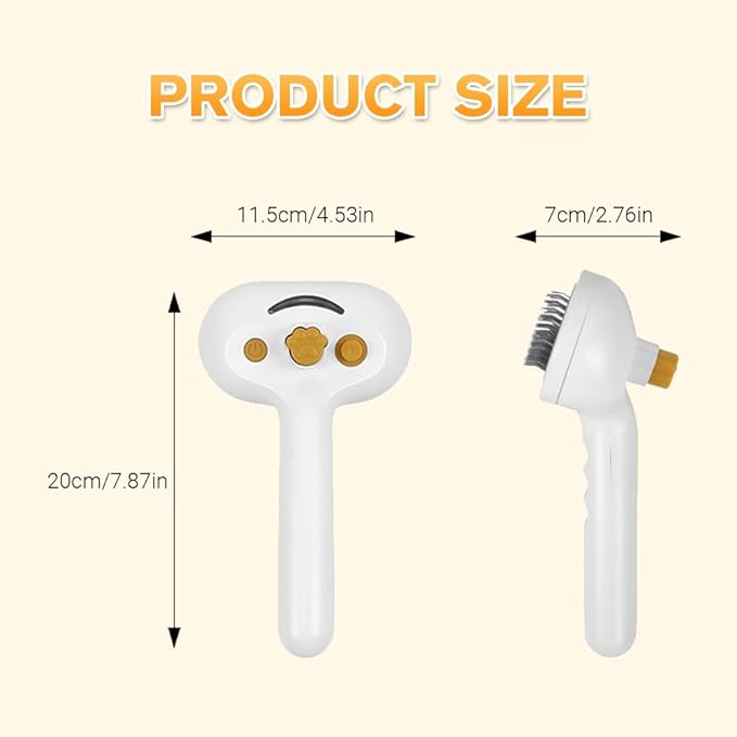 Comb for Cats Dogs, Cat Steam Brush, 3-in-1 Spray Hair Removal Comb for Shedding & Grooming, Effective Pet Brush for Indoor Cats (White)