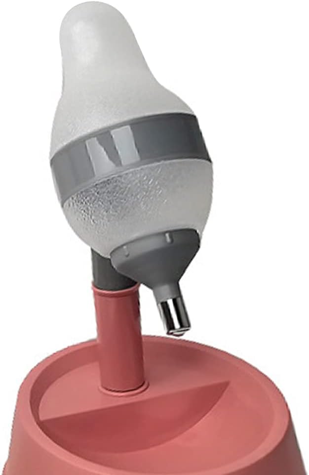 NACOCO Pet Standing Water Dispenser Cat Dog Standing Bowl with Detachable Pole Automatically Feeding Water Height Adjustable(Grey-Pink)