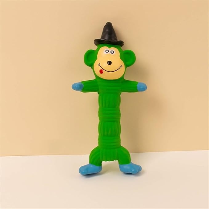 Squeaky Toy for Dogs, Cute Pet Chewing Teething Pet Toy Latex Chew Toys Convex Design for Puppy Small Medium Large Dogs, Interactive Dog Toys for Aggressive Chewers (Green Monkey)