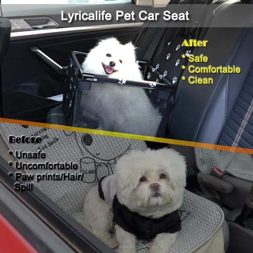 Puppy Car Seat, Sturdy Reinforced Structure with Inner Frame and Velcro, Shortened Safety Leash with Rotary Metal Snap Hook, Ideal Washable Portable Pet Booster Seat for small dogs and Pets