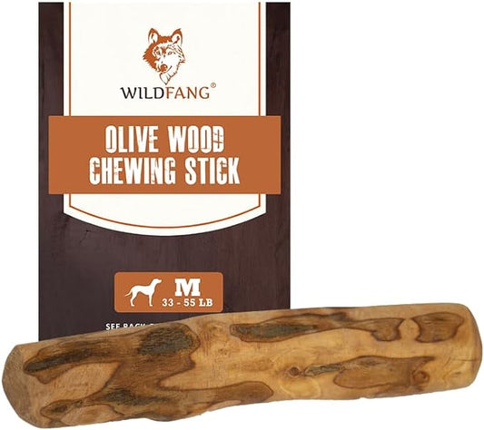 Wildfang® Olive Wood Chewing Sticks for Dogs, Medium - Tough Chew Toys for Aggressive Chewers, Puppy Chew Toys for Teething, Training for Chewing Muscles, Olive Wood Stick for Dog (33-55lbs)