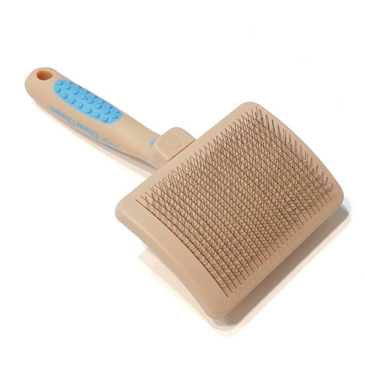 Pet Slicker Brush for Large Dogs, Wooden Handle with Stainless Steel Soft Pins, Gently Remove Tangled, Loose Undercoat and Mats Hair, Pet Grooming Tool, Wool Needle Felting Brush (8" Quick Cleaning)
