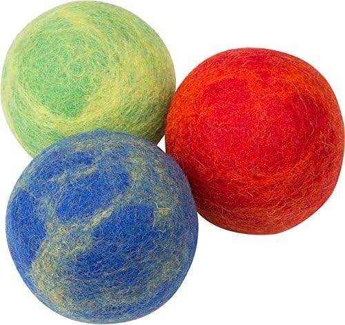 3-Pack 100% Wool Dog Balls (Indoor or Outdoor Toy, Boutique Quality, All-Natural)