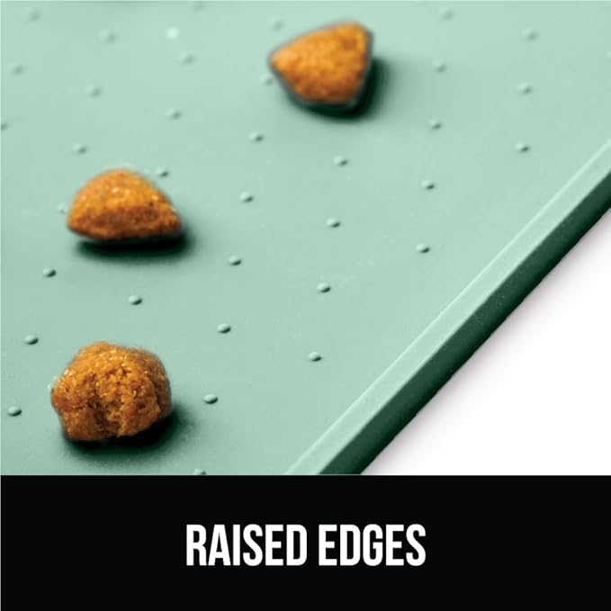 GORILLA GRIP 100% Waterproof Raised Edge BPA Free Silicone Pet Feeding Mat, Dog Cat Food Mats Contain Spills Protects Floors, Placemats for Cats and Dogs Water Bowl, Pets Accessories 23x15 Mint