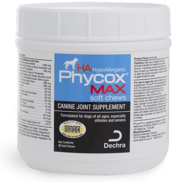 DechraSupply Phycox MAX Hypoallergenic (HA) Soft Chews, Joint Supplement for Dogs (90ct)