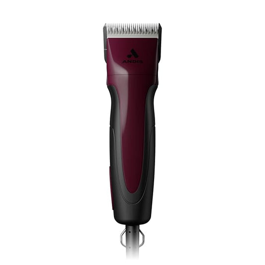 Andis 68530 Excel Professional 5-Speed Detachable Blade Clipper Kit - Animal/Dog Grooming, Rotary Motor, Soft-Grip Anti-Slip Housing, 14-Inch Cord, for All Coats & Breeds, SMC, Burgundy