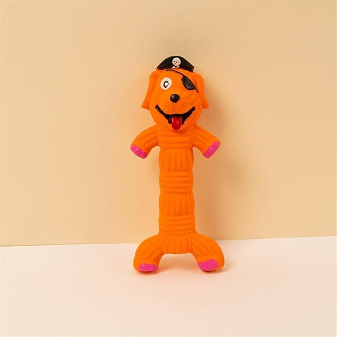Squeaky Toy for Dogs, Cute Pet Chewing Teething Pet Toy Latex Chew Toys Convex Design for Puppy Small Medium Large Dogs, Interactive Dog Toys for Aggressive Chewers (Orange Dog)