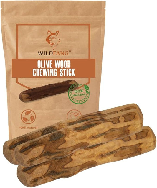 Wildfang® Olive Wood Chewing Sticks for Dogs, Large - Tough Chew Toys for Aggressive Chewers, Puppy Chew Toys for Teething, Training for Chewing Muscles, Olive Wood Stick for Dog (Over 55lbs), 3pack