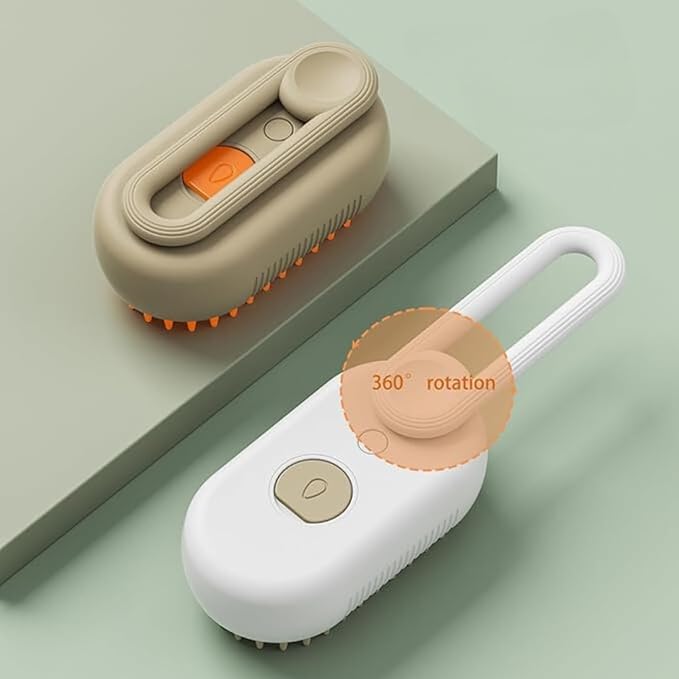 4-in-1 Cat Grooming Brush โ Water Spray & Self-Cleaning Shedding Brush for Cats & Dogs โ Pet Hair Removal & Massage Comb for Long & Short Hair (beige).