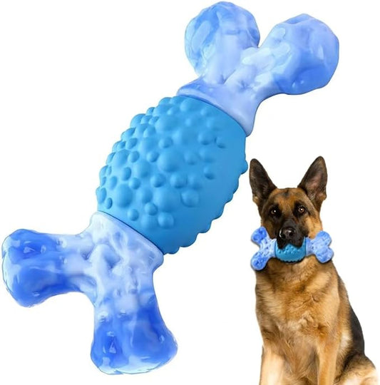 Rensh Tough Dog Chew Toys for Aggressive Chewers, Almost Indestructible Dog Toys for Medium Large Breed, Super Bone Chew Toy to Keep Them Busy & Reduce Boredom, Teeth Cleaning & Training, Milk Flavor