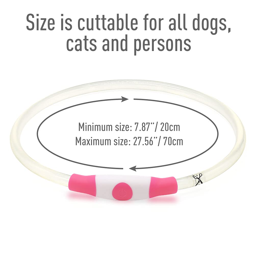 Colaseeme LED Dog Collar, Light Up Dog Collar 1 Count USB Rechargeable TPU Glow Safety Dog Necklace Light, Dog Lights for Small Medium Large Dogs, Please Do Not Use Fast Charging (Pink)