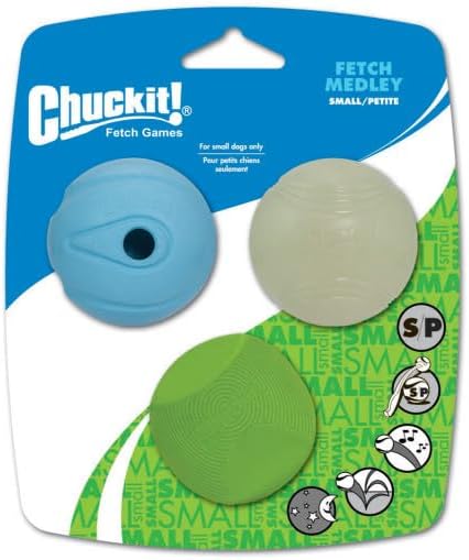 Chuckit! Fetch Pack Dog Balls - Interactive Dog Toys, High-Bounce Fetch Ball, Floating Ultra and Rugged Balls, Durable - Size Small, 2-inch Diameter, Set of 3