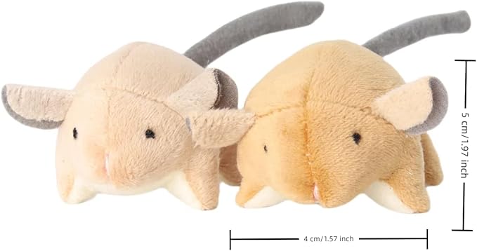 Plush Catnip Mice Toys with Crinkle Sound - 2 Pcs Interactive Cat Toys for Indoor Cats, Durable Stress Relief Eco-Friendly Small Mouse Chew Playthings(Camel+ Chestnut Color)