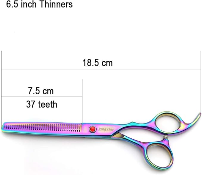 7.0in Titanium Rainbow Professional Pet Grooming Scissors Set,Straight & Thinning & Curved Scissors 4pcs Set for Dog Grooming,(Rainbow)