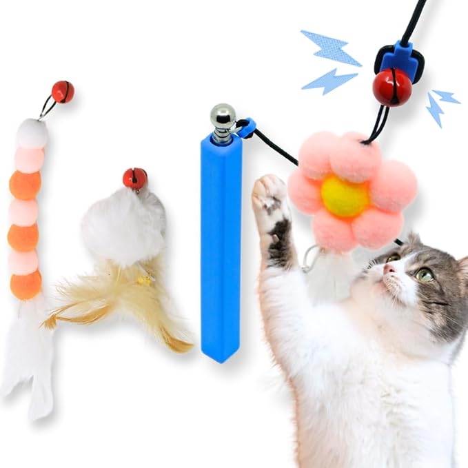 Magnetic Catch Wand (Compact 24") Cat Toy – Interactive Telescoping Wand for Indoor Cats and Kittens, Magnetic Easy Catch & Release, Durable Enrichment Toy with 3 Lures