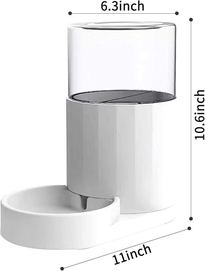 RIZZARI Gravity Water Bowl Dispenser for Cats: 3L White 100% BPA-Free Automatic Dispenser Home Use