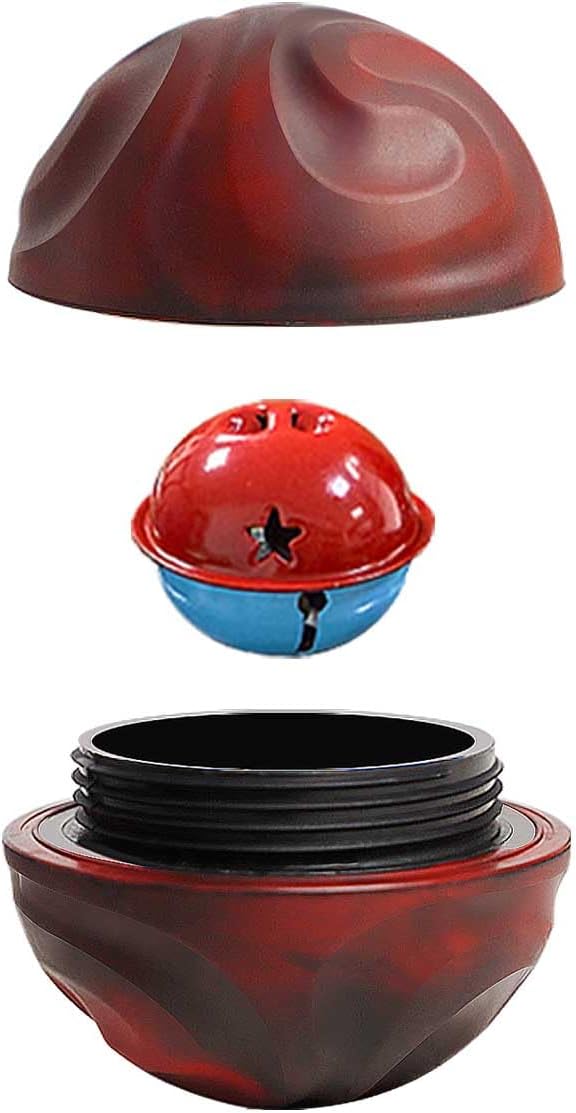 Yipetor Interactive Dog Toys Ball, Unswallowable 3.3'' Durable Replaceable Shell Rubber Dog Chewer Ball with Little Bell for Large Medium Dogs - Keep Them Busy/Relief Anxiety/Mental Stimulate (Red)