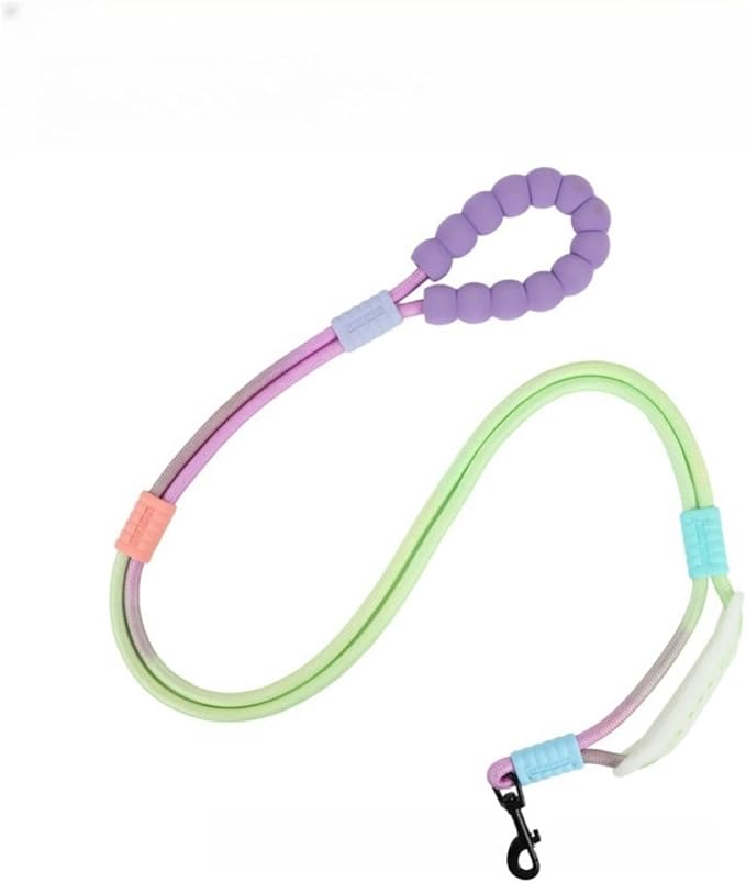 Hands Free Dog Leash Dual Handle, Wearable Leashes for Dog, Padded Waist Belts and Rotating Metal Clip, 6.5 FT for Small Medium Large Dogs (18+ lbs) Walking Training Running (Purple Green)