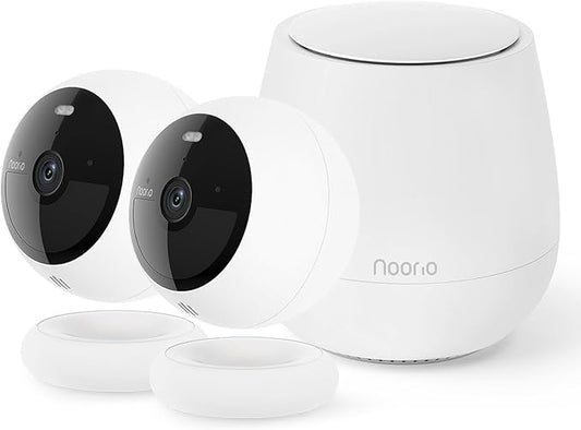 Noorio B200 2-Cam Kit with Hub, Wireless Security Camera System for Home, Indoor/Outdoor 1080p Cameras, Battery Powered, Motion Activated, Color Night Vision, Compatible with Alexa