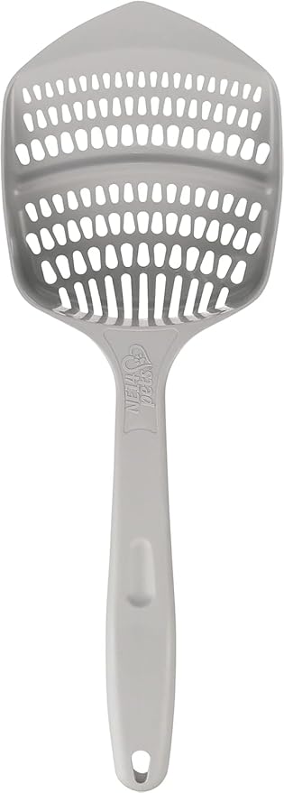 KittyGoHere Senior Cat Litter Box 1 Pack, Small Misty Gray Low Entrance Kitty Litter Box, Sized for Cats Comfort, Perfect for Senior and Arthritic Cats, Made in USA – Includes Long-Handle Jumbo Scoop