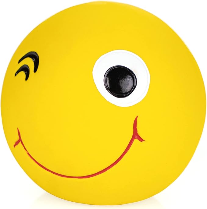 CHIWAVA 3 Pack 2.7'' Latex Squeaky Dog Toy Ball Smiley Face Round Balls Interactive Fetch Play for Medium Dogs
