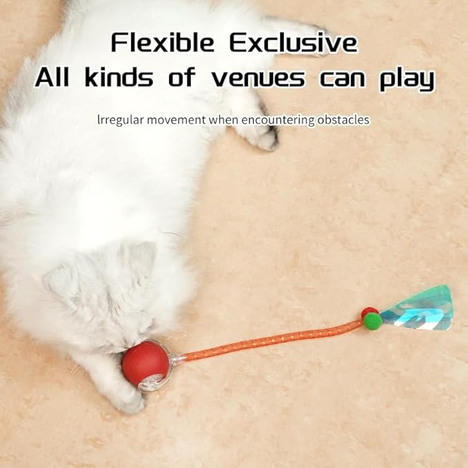 3 Packs Speed Tail 2.0 Interactive Cat Toys for Indoor Cats, Automatic Moving Cat Toy with Elastic Mesh Tail, Rechargeable Cats Ball for Enrichment Exercise