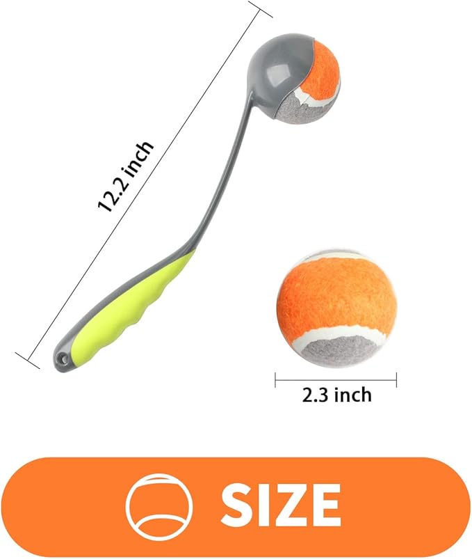 PAWISE Dog Ball Launcher - 12.2'' Dog Fetch Toy with 2.3'' Tennis, Portable Ball Thrower for Small to Medium Dogs, Indoor & Outdoor Use, Durable & Easy to Clean