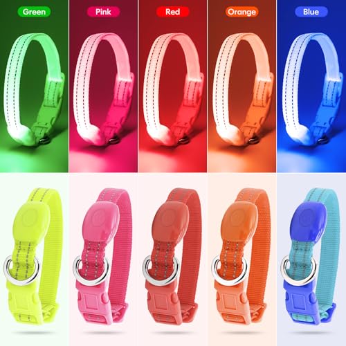 Domagiker LED Dog Collar Rechargeable - Reflective Light Up Cat Collar Adjustable Glowing Puppy Necklace Safety Dog Lights for Night Walking (XS, Blue)