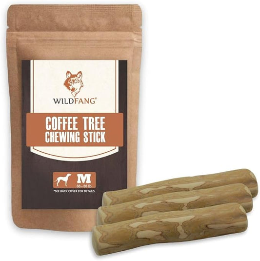 Wildfang® Coffee Wood Dog Chew, Medium - Tough Chew Toys for Aggressive Chewers, Dog Teething Toys for Puppies, Training for Chewing Muscles, Coffee Tree Sticks for Medium Dogs (33-55 lbs), Pack of 3