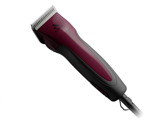Andis 68530 Excel Professional 5-Speed Detachable Blade Clipper Kit - Animal/Dog Grooming, Rotary Motor, Soft-Grip Anti-Slip Housing, 14-Inch Cord, for All Coats & Breeds, SMC, Burgundy