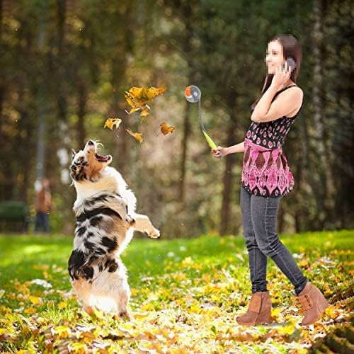 PAWISE Dog Ball Launcher - 12.2'' Dog Fetch Toy with 2.3'' Tennis, Portable Ball Thrower for Small to Medium Dogs, Indoor & Outdoor Use, Durable & Easy to Clean