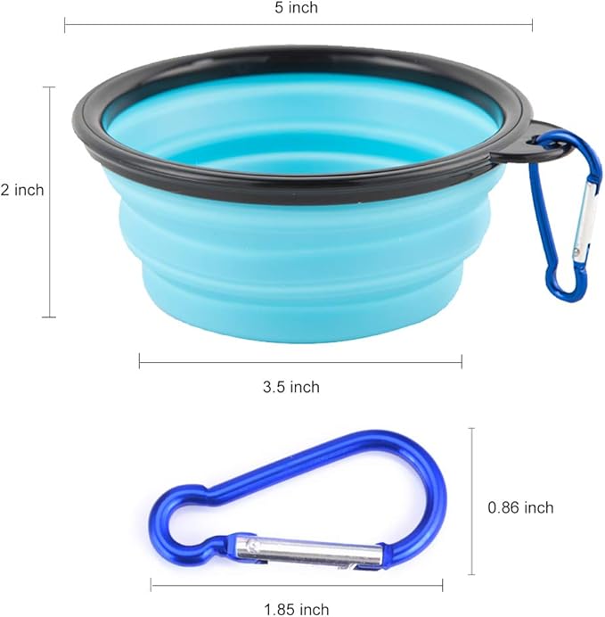 Collapsible Dog Bowls, Travel Dog Cat Water Bowl Portable Foldable Food Dishes with Carabiner Clip for Traveling, Hiking, Walking (Pack of 5)