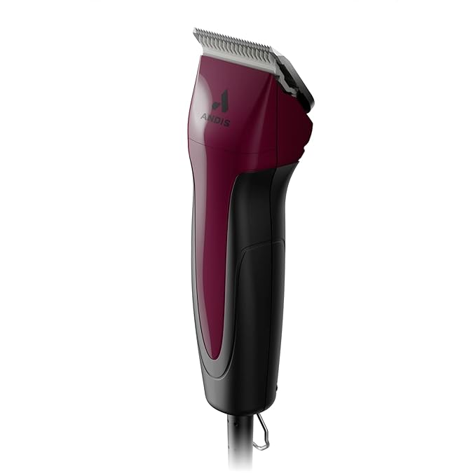 Andis 68530 Excel Professional 5-Speed Detachable Blade Clipper Kit - Animal/Dog Grooming, Rotary Motor, Soft-Grip Anti-Slip Housing, 14-Inch Cord, for All Coats & Breeds, SMC, Burgundy