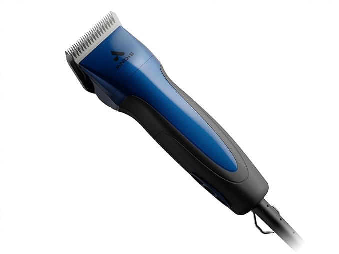Andis 68520 Excel Professional 5-Speed Detachable Blade Clipper Kit - Animal/Dog Grooming, Rotary Motor, Soft-Grip Anti-Slip Housing, 14-Inch Cord, for All Coats & Breeds, SMC, Blue