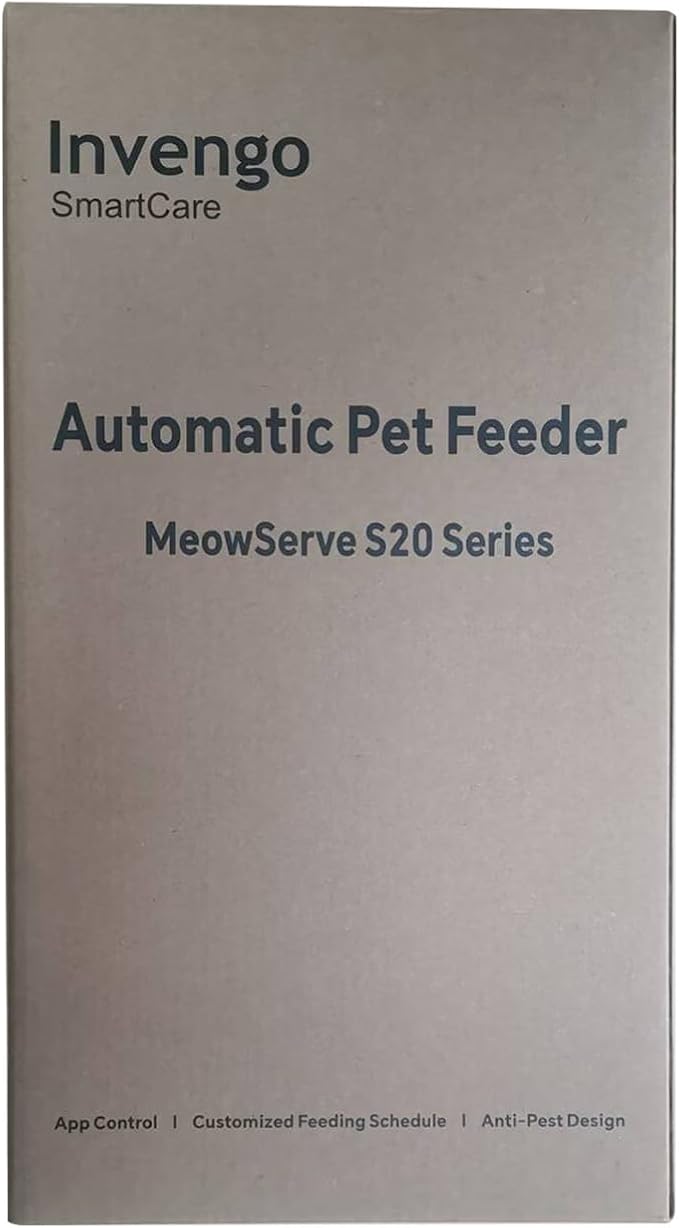 Automatic Cat Feeder - Cat Food Dispenser for 2 Cats MeowServe S20D, Auto Dog Feeder with Stainless Steel Bowls, 5L Pet Feeder with Patented Anti-Jam Port, App, 2.4G/5G WiFi (White)