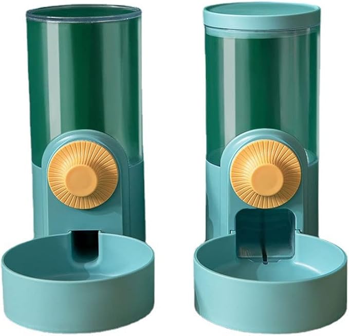 Pet Hanging Automatic Feeders Drinking Bowls 40oz, Auto Gravity Pet Feeding Water Set, Cage Pet Feeding Bowls Dispenser for Cats Dogs Puppy, Rabbit Hamsters Chinchilla Hedgehog (Green-Water)