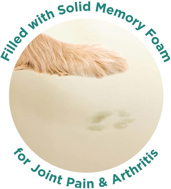Friends Forever Serena Donut Memory Foam Orthopedic Dog Bed, Soft Faux Fur Oval Cat Couch For Indoor Pet, Fluffy Calming Plush Shag, Round Bolster Cushion, Machine Washable Cuddler, Tan, 36"x27"x7.5"