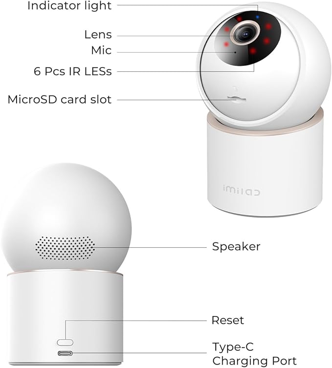 IMILAB C40 4K Indoor Security Camera, Room Camera for Kid/Baby/Pet, 5G WiFi Pan/Tilt Indoor Cam w/Person Pet Track, Powerful AI Detection, Color Night Vision, SD/Cloud Storage, Easy Pairing, Plug in.