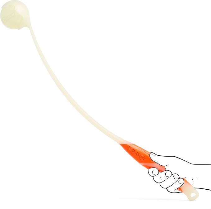 Chuckit Pro Fetch Toy Ball Launcher For Dogs; Compatible With Any Medium Chuckit! Medium Size 25 Inch + Glow Ball