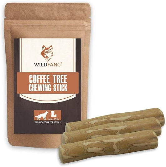 Wildfang® Coffee Wood Dog Chew, Large - Tough Chew Toys for Aggressive Chewers, Dog Teething Toys for Puppies, Training for Chewing Muscles, Coffee Tree Sticks for Large Dogs (55-99 lbs), Pack of 3