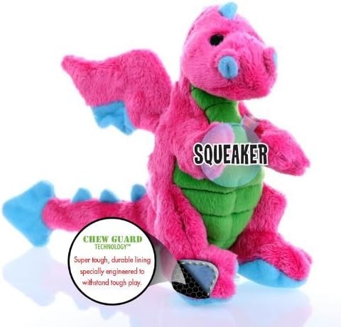 goDog Bubble Plush Dragons Squeaky Dog Toy, Chew Guard Technology - Pink, Small