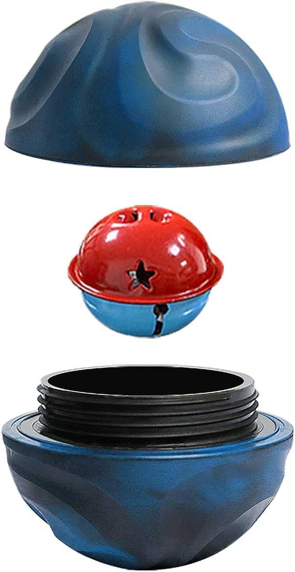 Yipetor Interactive Dog Toys Ball, Unswallowable 3.3'' Durable Replaceable Shell Rubber Dog Chewer Ball with Little Bell for Large Medium Dogs - Keep Them Busy/Relief Anxiety/Mental Stimulate (Blue)