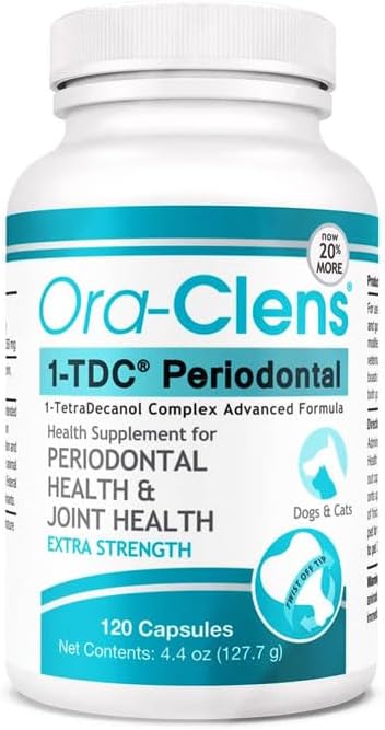 1-TDC Periodontal Supplement ES for Dog & Cat, Supports Oral, Hip & Joint Health, Muscle & Stamina Recovery, Skin & Coat Health, 120 Capsules