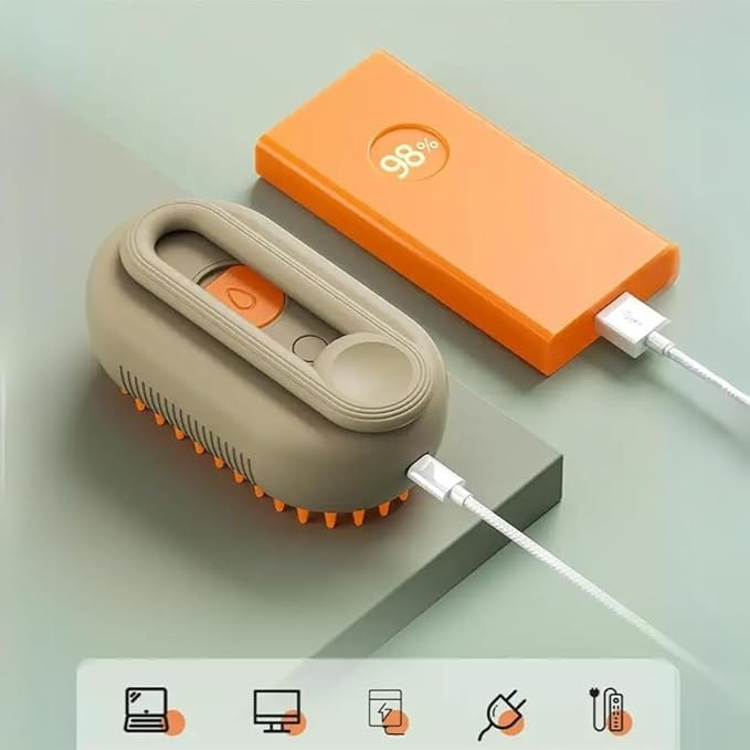 4-in-1 Cat Grooming Brush โ Water Spray & Self-Cleaning Shedding Brush for Cats & Dogs โ Pet Hair Removal & Massage Comb for Long & Short Hair (beige).