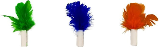 Cat Toy Replaceable Feathers, 3Pcs Interchangeable Attachments Cat Feather Toys, Feathers Replacement and Soft Furry Accessories for Indoor Cats
