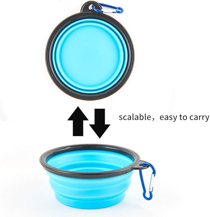 Collapsible Dog Bowls, Travel Dog Cat Water Bowl Portable Foldable Food Dishes with Carabiner Clip for Traveling, Hiking, Walking (Pack of 5)