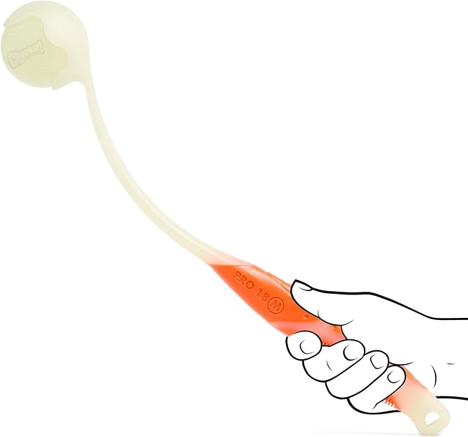Chuckit Pro Fetch Toy Ball Launcher For Dogs; Compatible With Any Chuckit! Medium Size 18 Inch + Max Glow Ball