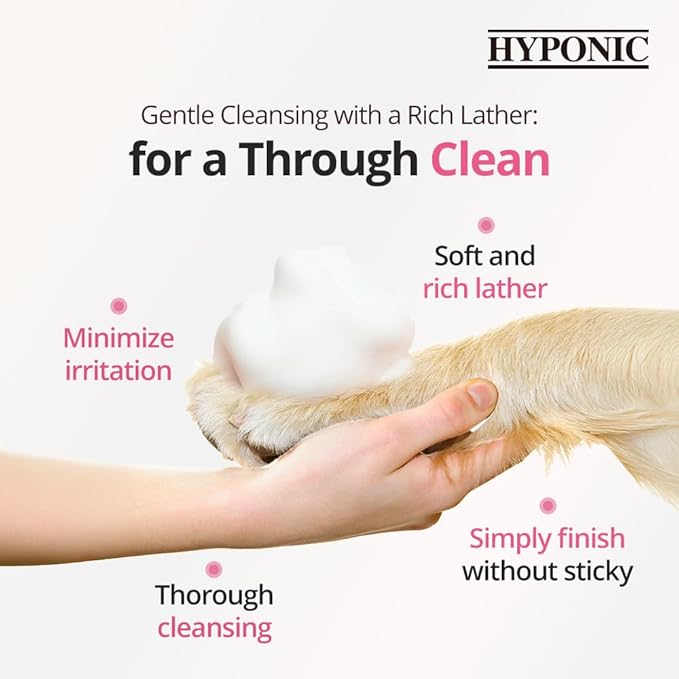 HYPONIC Hypoallergenic Premium Waterless Shampoo for All Pets (Scented, 6.4 oz) - Natural Dry Shampoo, Waterless Foam, Grooming for Dogs and Cats